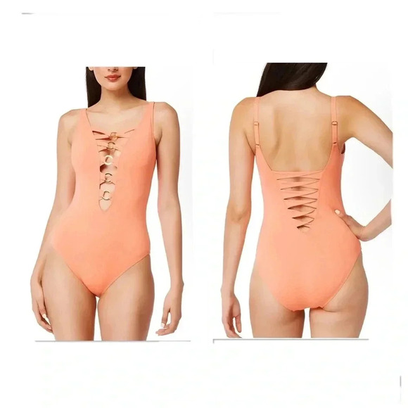 Bleu Rod Beattie Plunging Ring One-Piece Swimsuit - Picture 1 of 12